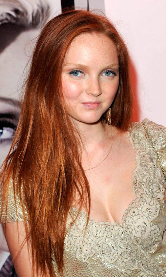 Model Lily Cole Keeps Her Red Hair Simple With A Straight And Sleek Hairstyle, 2010
