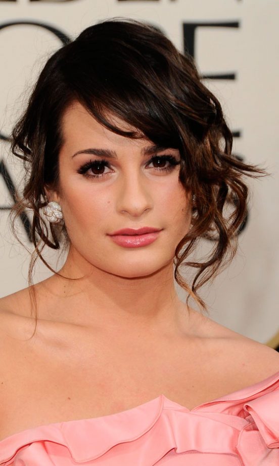 Lea Michele Complements Her Super-Romantic Ruffled Dress And Wavy Hairstyle With A Berry Pink Lipstick, 2011