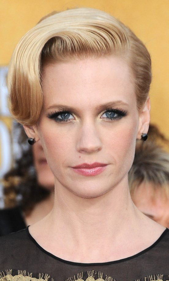 January Jones Creates An Intense Make-Up Look With Gold Eyeshadow In The Inner Corners Of Her Eyes, 2011