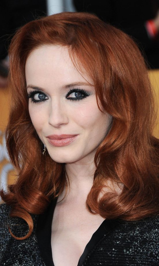 Mad Men Glamour Puss Christina Hendricks Piles On The Eyeliner And False Lashes To Create This Dramatic Make-Up Look, 2011
