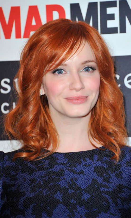 Mad Men Bombshell Christina Hendrick's Vibrant Red Hairstyle Looks Great With Pale Pink Lips And Subtle Blush, 2011