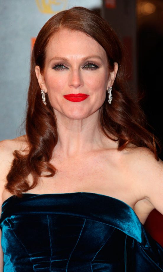 Julianne Moore's Strong Make Up Look Complements Her Alabaster Skin And Deep Red Hair, 2011