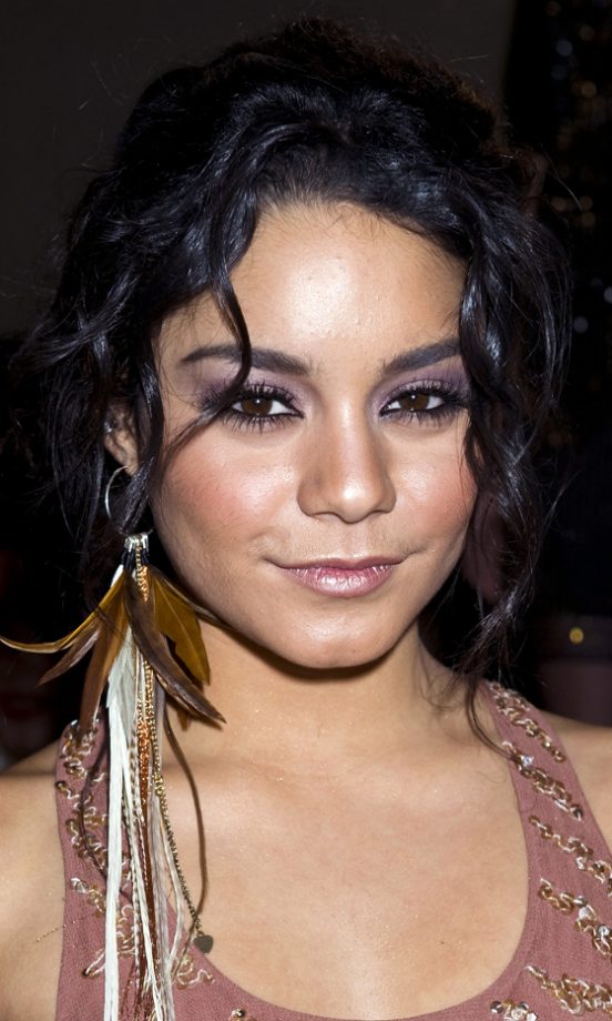 Vanessa Hudgens Rocks A Smokey Eye And Nude Lips With Statement Feather Earrings, 2011