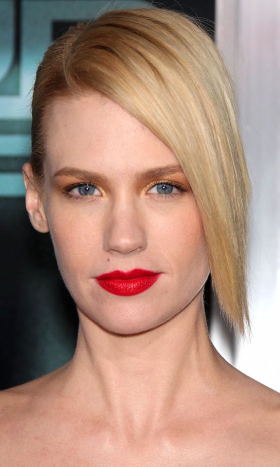January Jones Teams Her Bronzed Eye Shadow With A Strong Red Lip, 2011