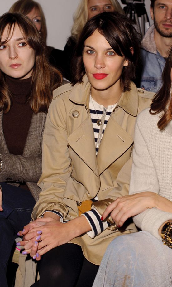 Alexa Chung Updates Her Classic Trench And Breton Stripes With A Lavender Manicure, 2011
