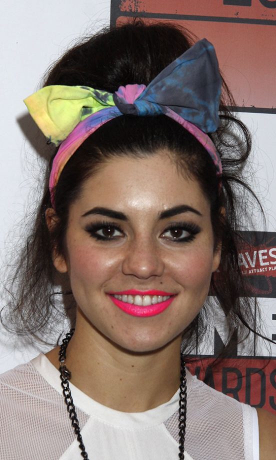 Marina Diamandis Matches Her Bright Lipstick With A Fluoro Head Scarf, February 2011