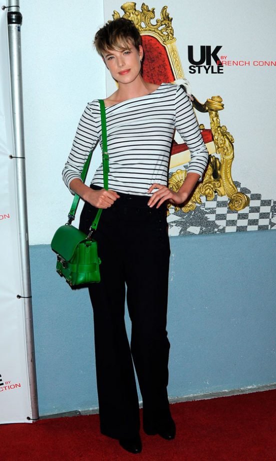 Agyness Deyn Jumps On The Nautical Band Wagon In A Cute Striped Top And Wide Leg Trousers, 2011