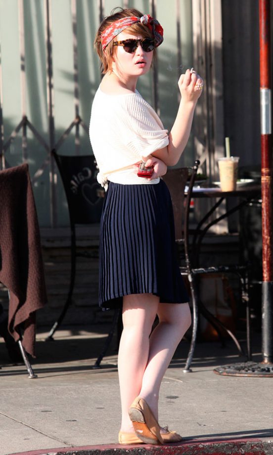 Actress Emily Browning Tops Off Her Casual Outfit With A Kooky Headscarf - We Like, 2011