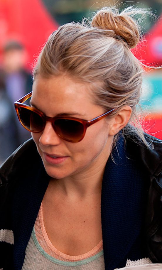 Sienna Miller's Scruffy Bun Hairstyle Is Quick And Easy For Off-Duty Days, 2011
