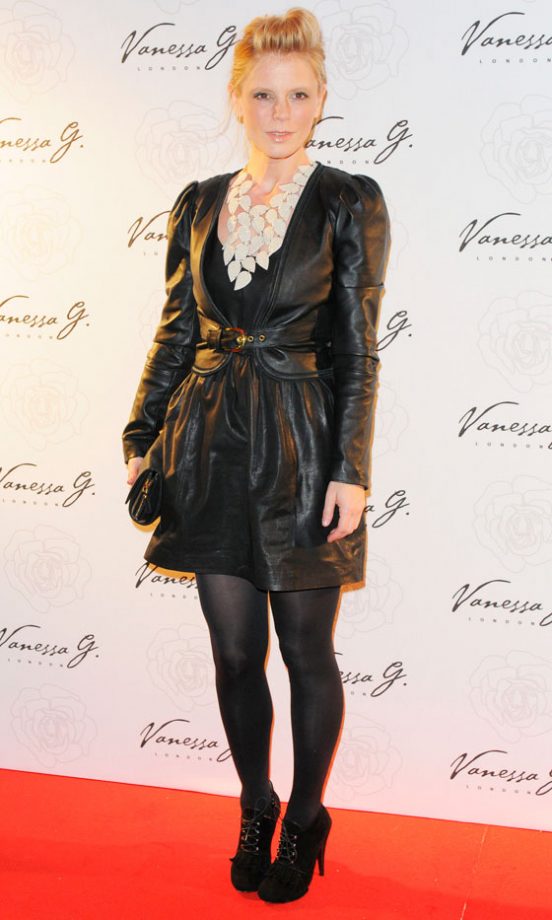 Silent Witness Actress Emilia Fox Looking Foxy In A Leather Outfit At The Vanessa G Launch Party, 2011