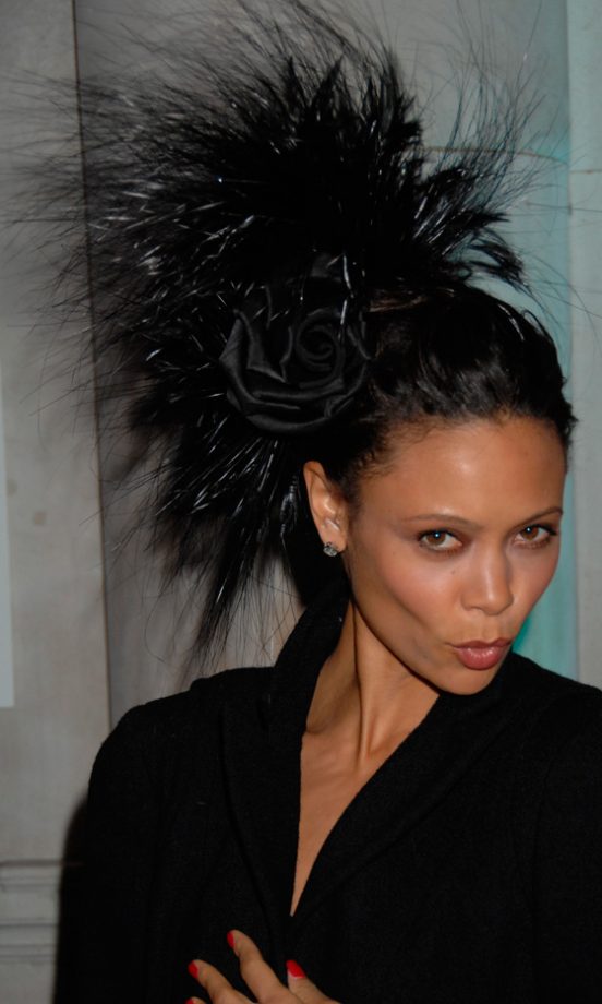 Thandie Newton Wears A Large Black Headdress At The Tiffany And Co Present Skate At Somerset House, 2007