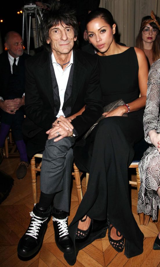 Ronnie Wood And Ana Araujo At The Yves Saint Laurent AW11 Fashion Show During Paris Fashion Week