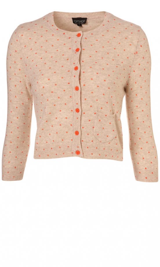 Topshop Oatmeal Polka Dot Cardigan, £36