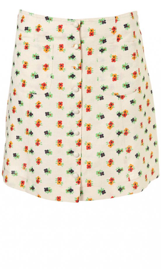 Topshop Button Through Linen Skirt, £33