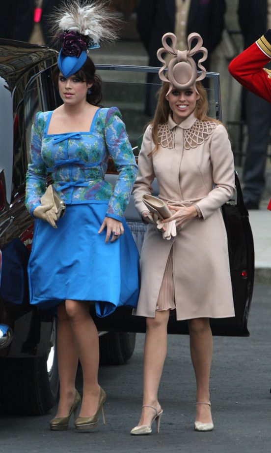 Princess Beatrice And Princess Eugenie Arrive At The Royal Wedding Of Kate Middleton And Prince William, 2011