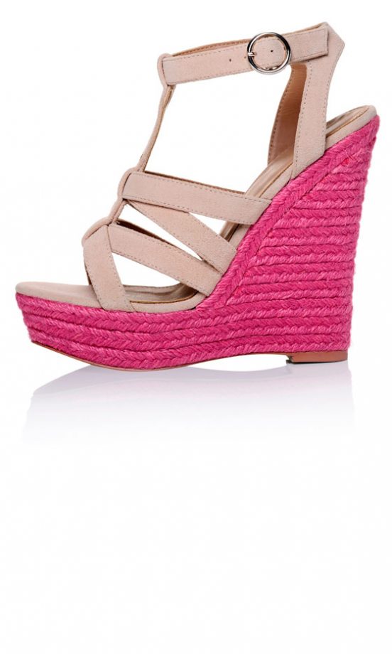 Carvela Pink And Nude Raffia Wedge Sandals, £100