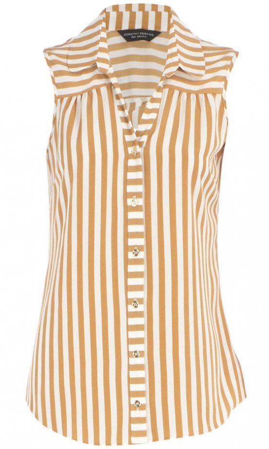 Dorothy Perkins Camel stripe sleeveless blouse, £28