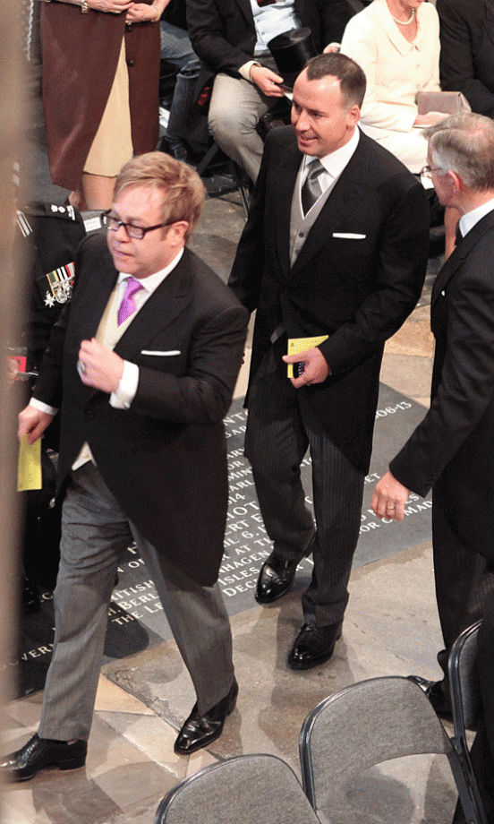 Elton John Arrives With His Partner David Furnish At The Royal Wedding Of Kate Middleton And Prince William, 2011