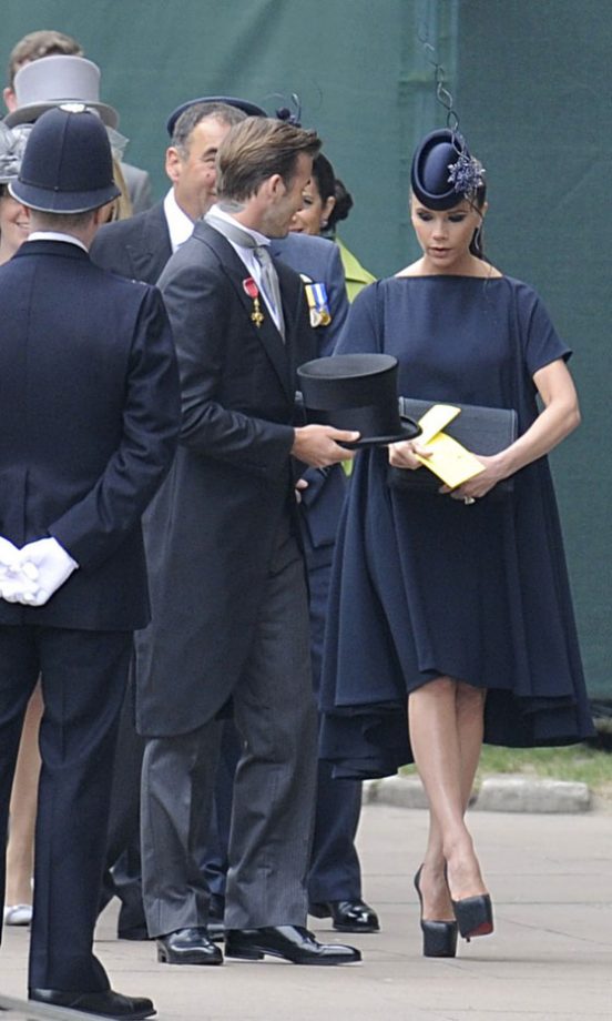 Victoria Beckham Arrives At The Royal Wedding Of Kate Middleton And Prince William Wearing her Own Label, 2011
