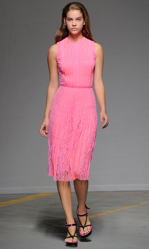 A model on the Christopher Kane SS11 catwalk. Samantha Cameron is rumoured to be wearing one of his designs to the Royal Wedding