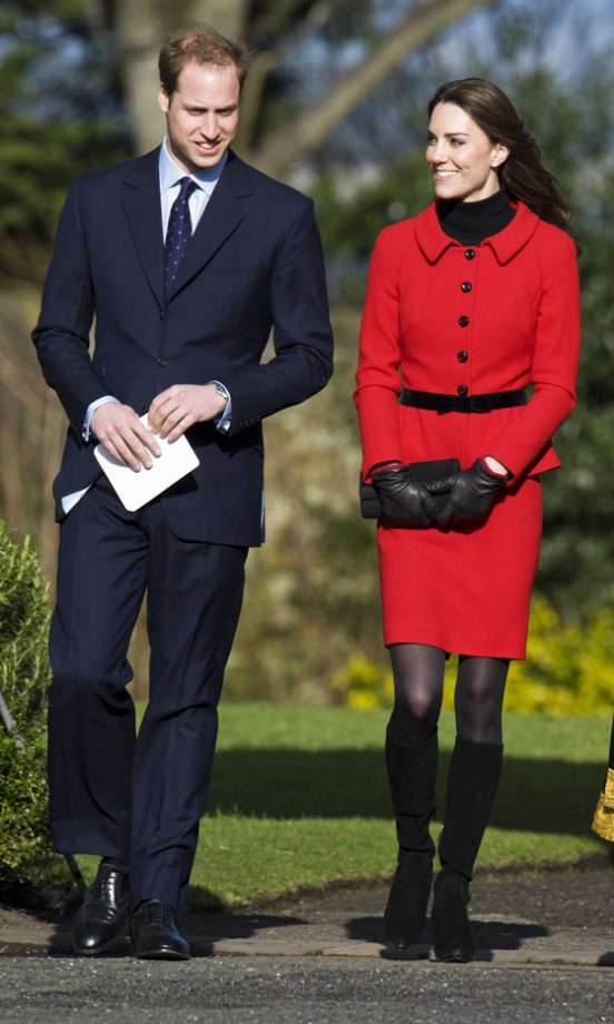 Kate Middleton Covers Up In A Striking Red Suit On A Pre-Wedding Visit To St Andrews, 2011