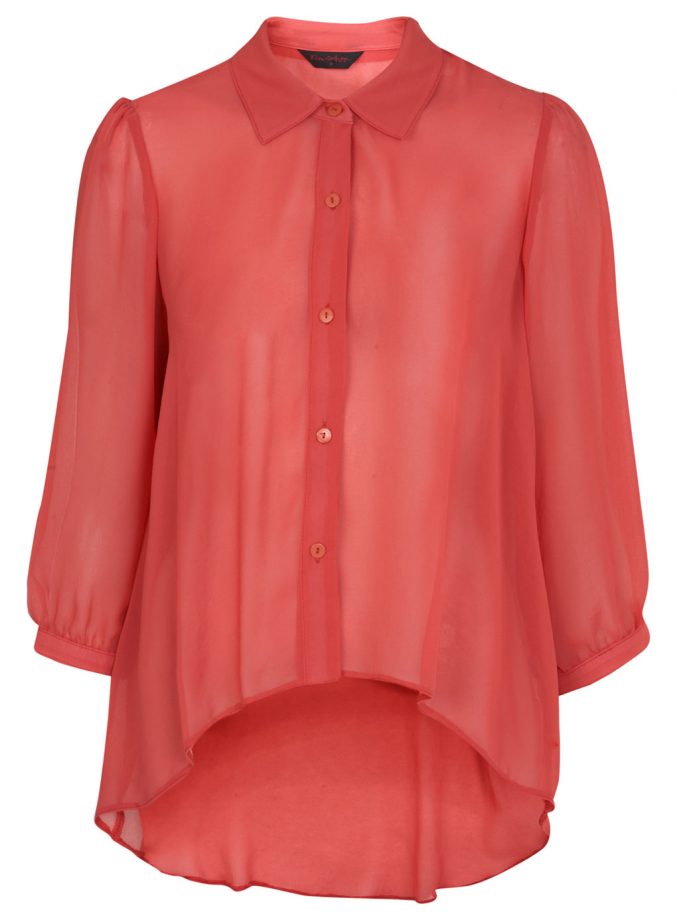 Miss Selfridge Coral Drop Back Shirt, £35