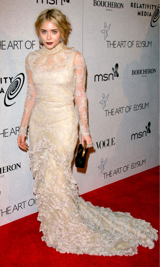 Ashley Olsen Vamps Up Her Romantic Alexander McQueen Dress With A Slick Of Dark Lipstick, January 2010
