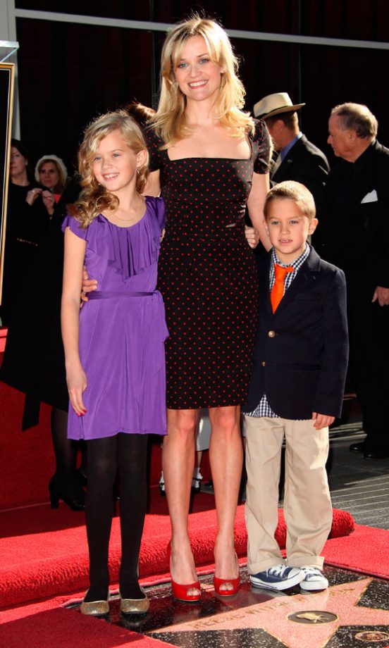 Reese Witherspoon's Mini-Me Children Celebrate Her Walk Of Fame Star In Hollywood, December 2010