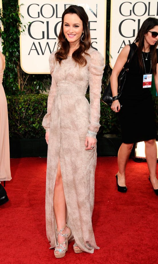 Leighton Meester Opted For Classic Burberry For Her Dress At The Golden Globe Awards, January 2011
