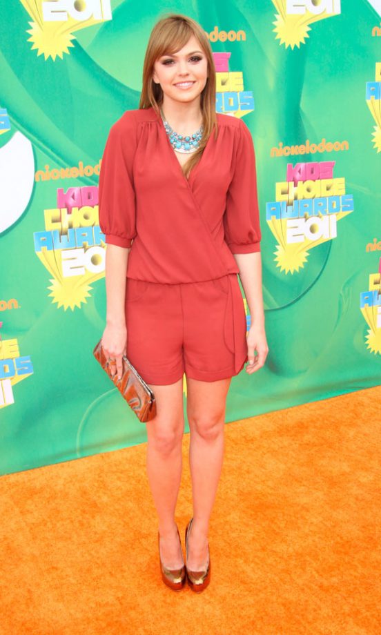 Aimee Teegarden Opts For A Luxe Playsuit And Bright Jewellery At The Nickelodeon Kids' Choice Awards, 2011