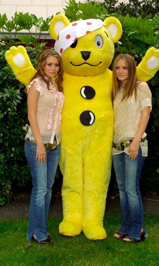 Ashley Olsen And Mary-Kate Olsen With Pudsey Bear In London, May 2002