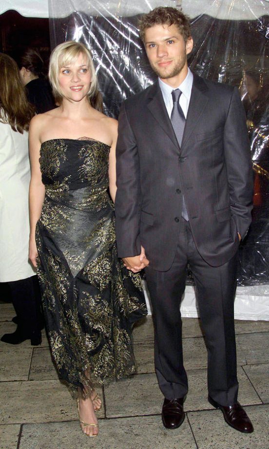 Reese Witherspoon In A Vivienne Westwood Dress And Husband Ryan Phillippe At The New York Film Premiere Of The Importance Of Being Earnest, 2002