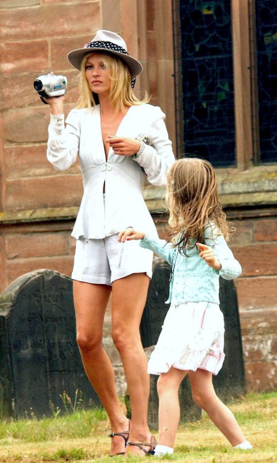 Kate Moss Makes A Style Statement Wearing Shorts And A Blazer To The Wedding Of Katy England And Bobby Gillespie, July 2006