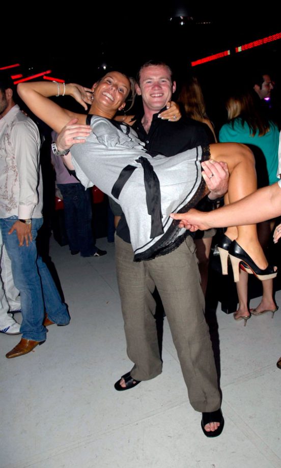 Coleen Rooney Gets Carried Away On A Night Out With Wayne Rooney In Cannes, July 2006