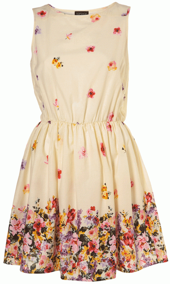 Topshop Cream Pansy Border Print Dress, £36