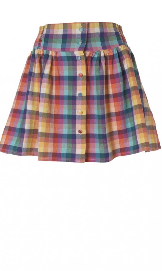 Topshop Multi Pastel Check Button Skirt, £22