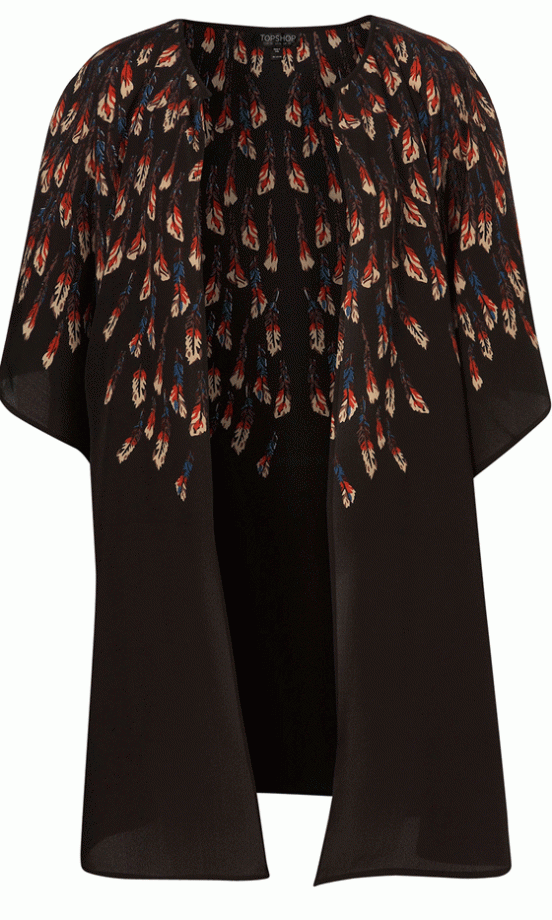 Topshop Black Feather Print Kimono, £75