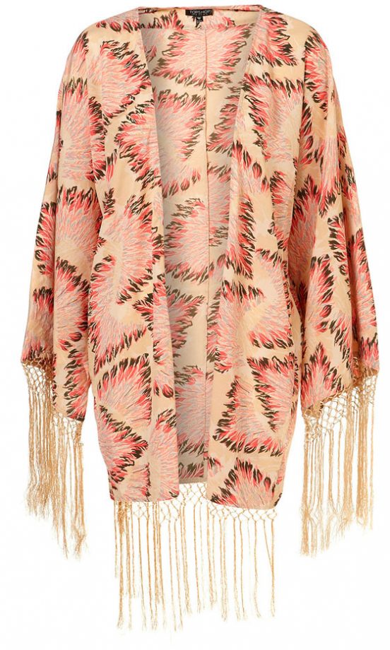 Topshop Feather Print Fringed Kimono, £60