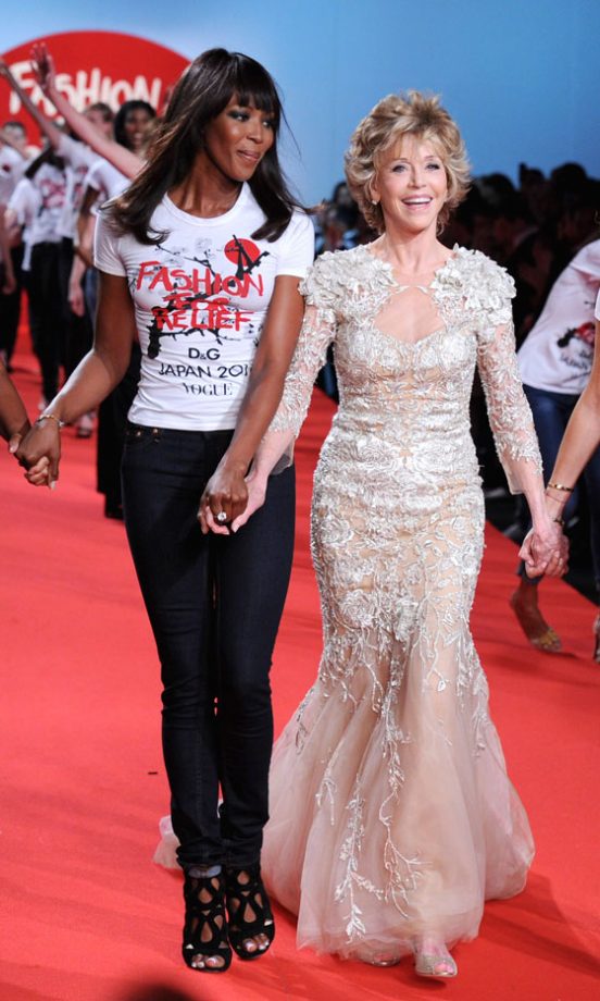 Naomi Campbell And Jane Fonda At The Fashion For Relief Show During The 64th Cannes Film Festival, 2011