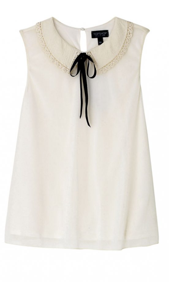 Topshop Cream Crochet Collar Swing Top, £32