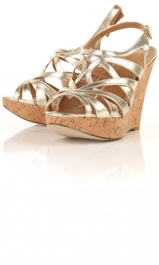 Topshop Gold Strappy Cork Wedge Sandals, £52