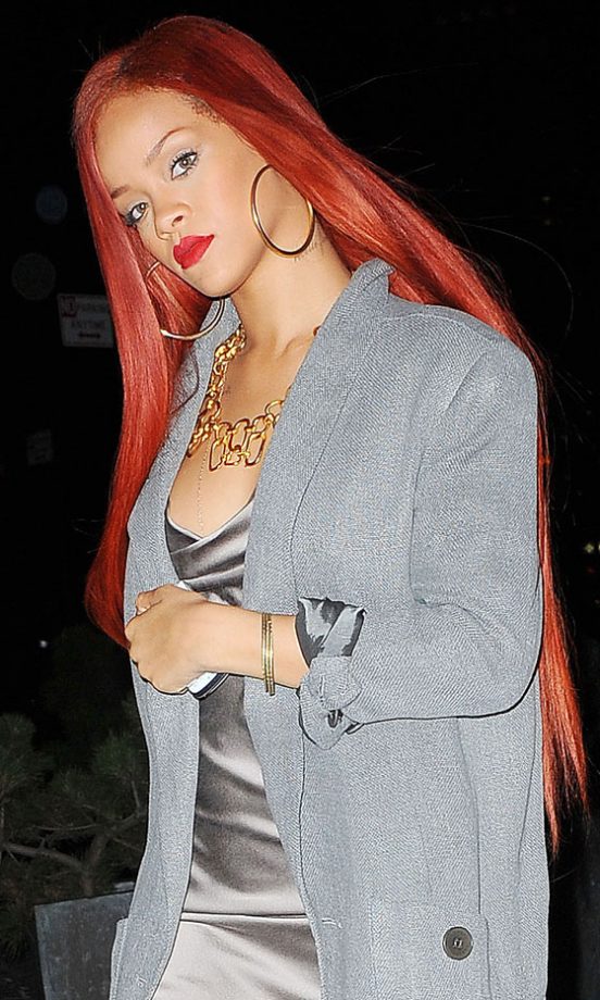 Rihanna Shows Off Her Fiery Red Bum-Skimming Hairstyle In New York