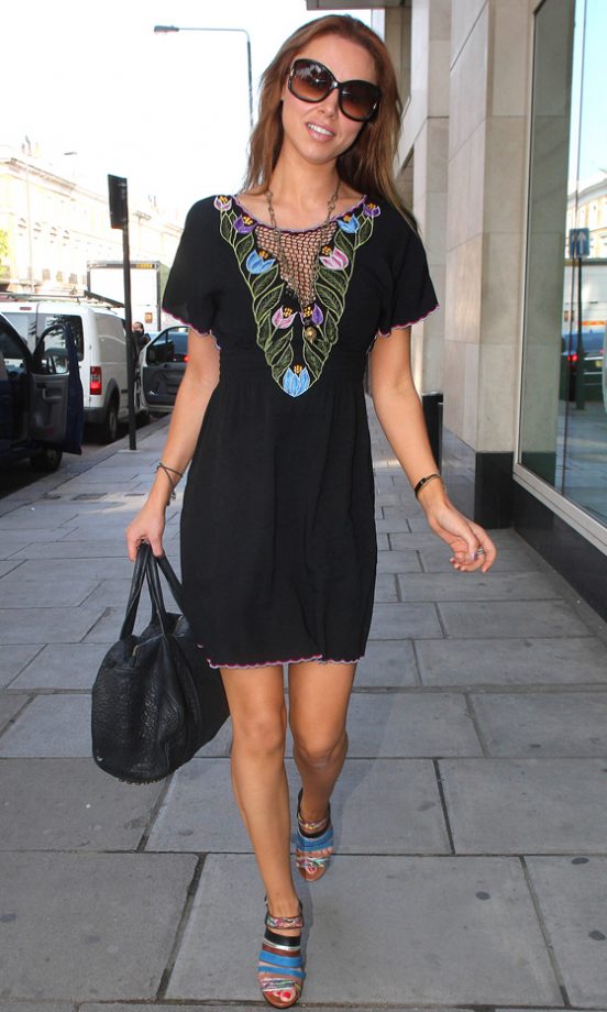Una Healy Shows Off Her Tanned Legs In Her Floral Embroidered Summer Dress Whilst In London, 2011