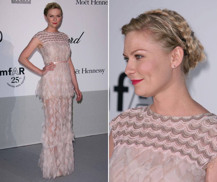Kirsten Dunst wows at Cannes wearing Chanel haute couture and a braided updo hairstyle