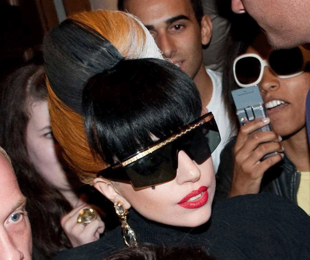 Lady Gaga shows off a new three tone hair style in Paris