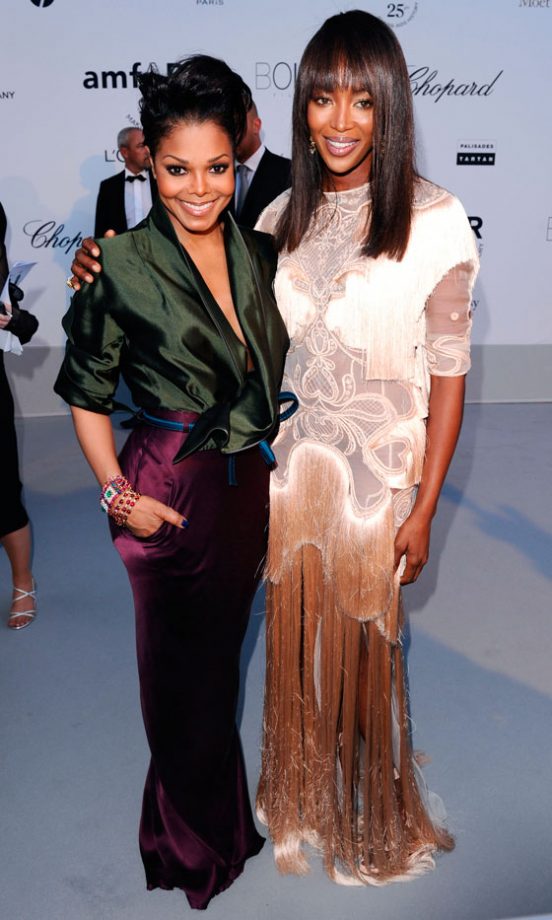 Janet Jackson And Naomi Campbell At The AmfAR Gala During Cannes Film Festival 2011