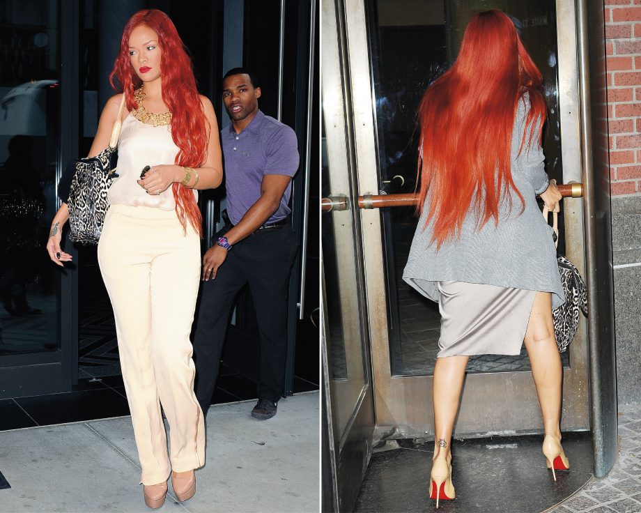 Rihanna wears her new longer hair wavy and straight while out and about in New York