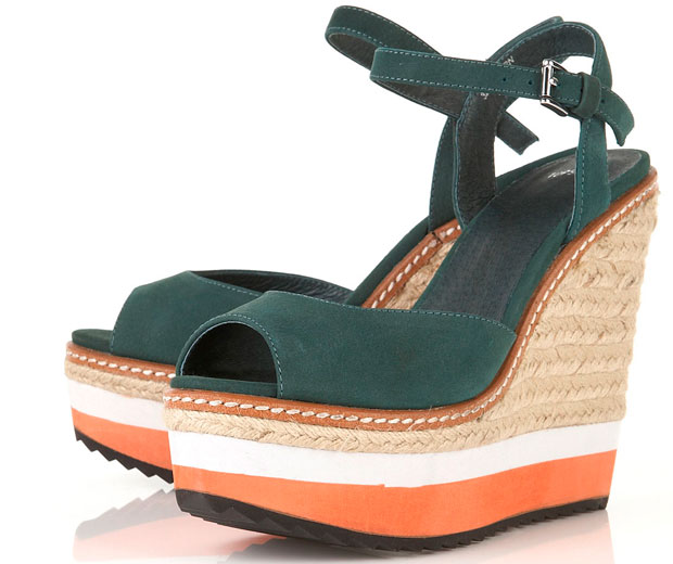Topshop's green stripe espadrille wedges, £65