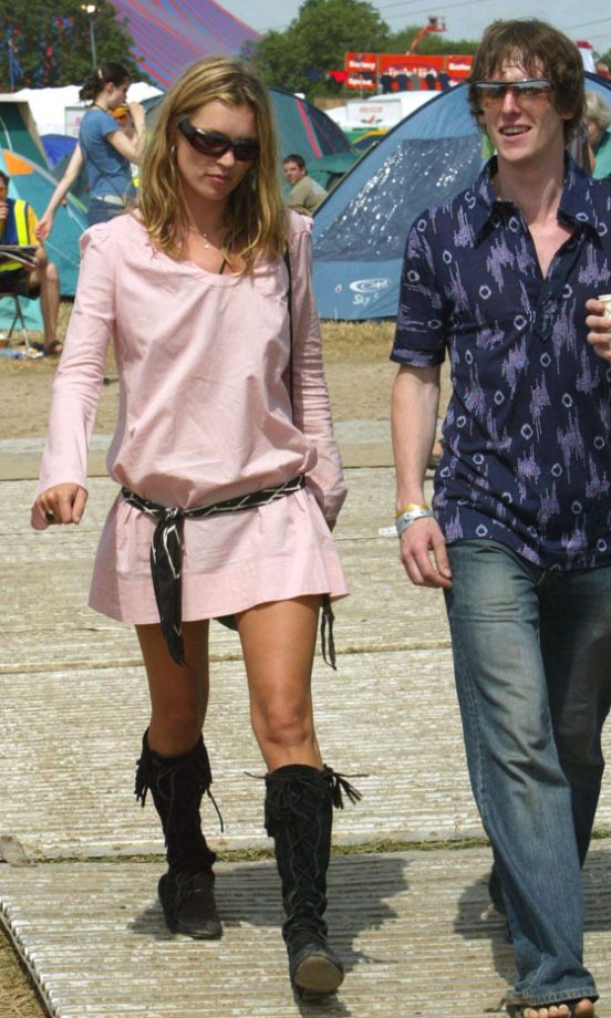 Kate Moss In Her Trademark Tassel Boots At Glastonbury Festival, 2003