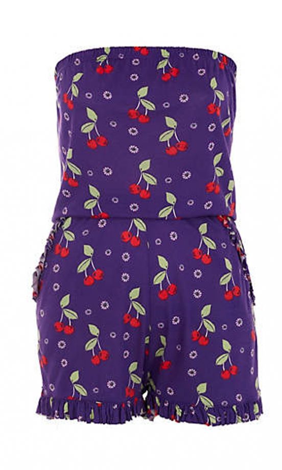 River Island Purple Cherry Print Bandeau Playsuit, £19.99